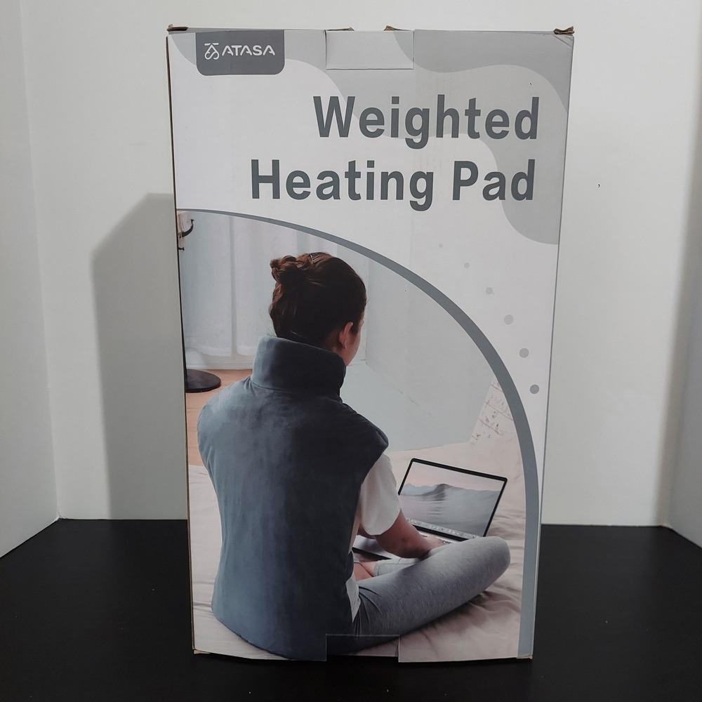 ATASA Weighted Back Heating Pad Gray Electric Reusable A9036 Adult USED